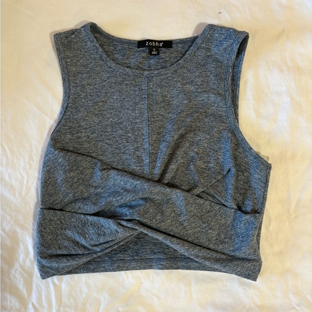 Blue cross over crop top. Size small.